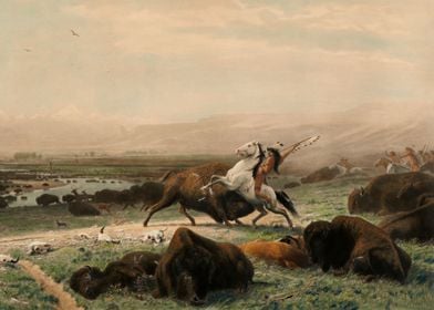 Indians Hunting Bisons