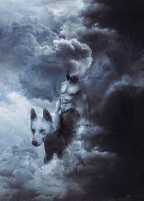 Zeus with a wolf