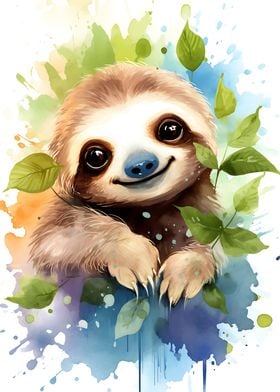 Cute Watercolor Sloth