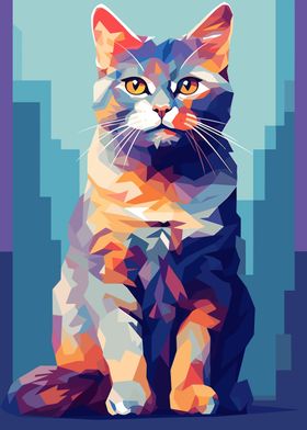 Cat WPAP Pop Art