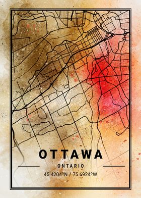Ottawa Ara Watercolor Map