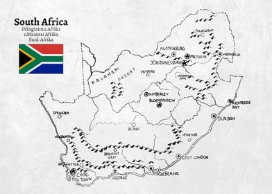 Handdrawn South Africa Map