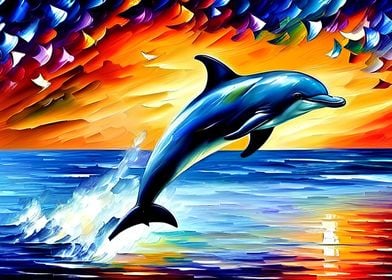 Jumping Dolphin at Sunset