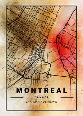 Montreal Ara WatercolorMap