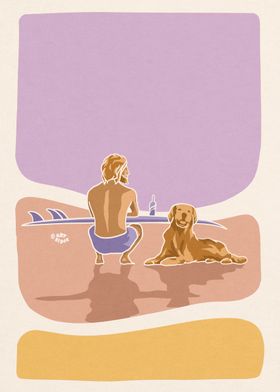 Dog and Man surf