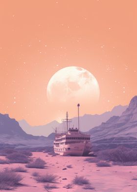 Surreal Ship in Desert