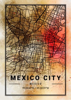 Mexico Ara Watercolor Map