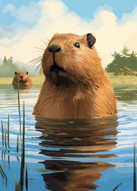 Capybara And Friend