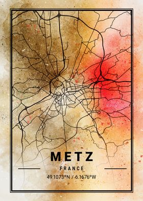 Metz Ara Watercolor Map