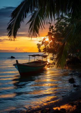 A Thai Fishing Boat Glides