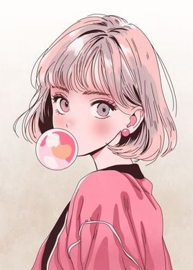 Bubble Gum Slay Anime Girl