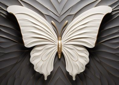 White Art Deco Butterfly 