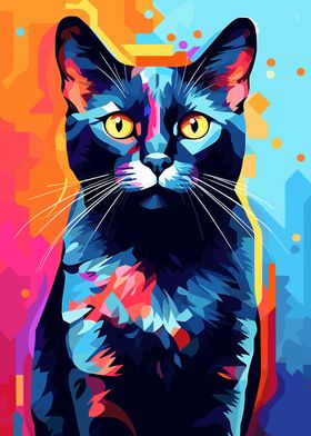 Cat WPAP Pop Art