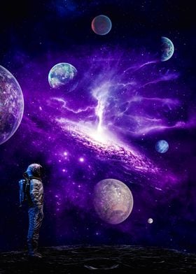 Astronaut Purple Galaxy