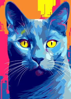 Cat WPAP Pop Art