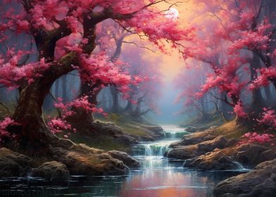 Cherry Blossom Waterfall