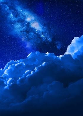 Blue Cloudy Starry Sky