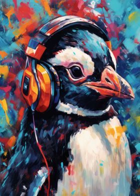 Penguin with Headphones