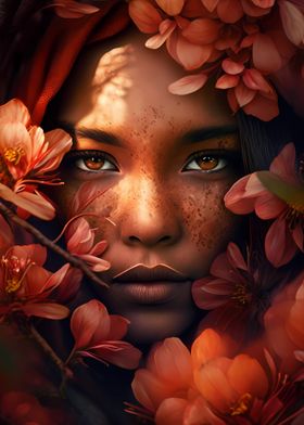 Face in flowers