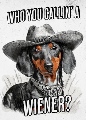 Funny Wiener Cowboy Dog