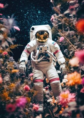 Astronaut  In Flowers