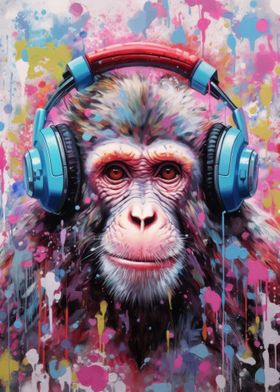 Macaque with Headphones