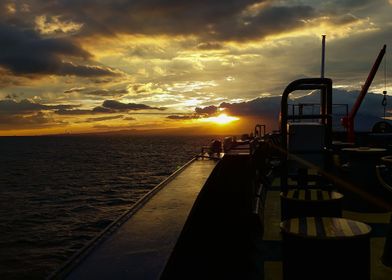 Sunset sky from the ship