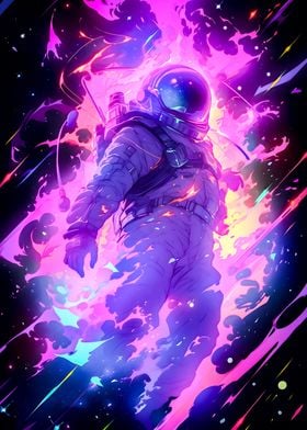 Space Neon Astronaut Anime