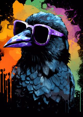 Crow With Sunglasses Raven