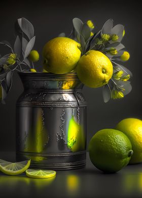 Lemons on black table