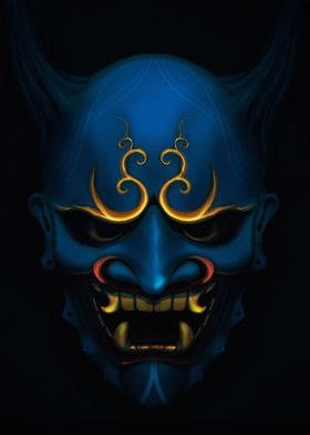 Hannya demon mask Blue