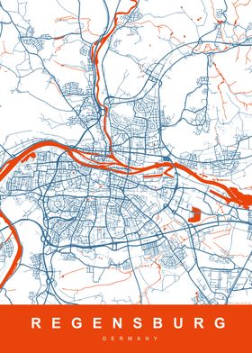 MAP REGENSBURG GERMANY 