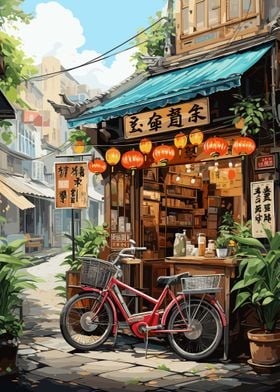 Asian street shop
