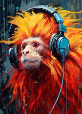 Lion with Headphones