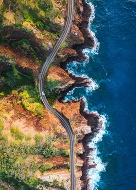 Coastal ocean road Hawaii