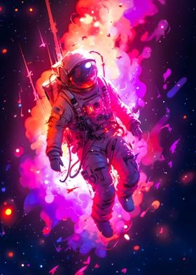 Space Neon Astronaut Fall