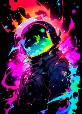 Space Neon Astronaut Fall