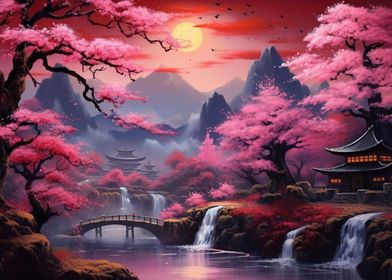 Cherry Blossom Waterfall
