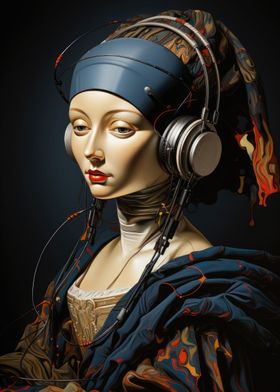 Girl with a pearl headset