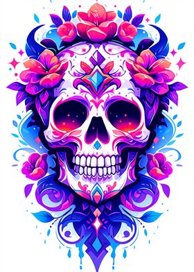 Skull and Flower