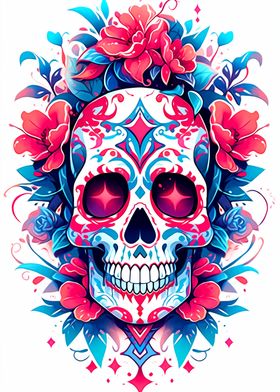 Skull and Flower