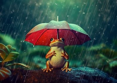 Happy Frog Rain Cute 