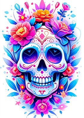 Skull and Flower