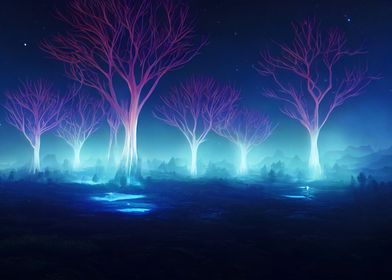 Neon forest fantasy