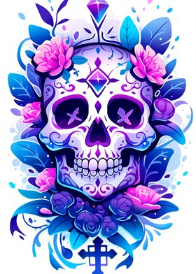 Skull and Flower