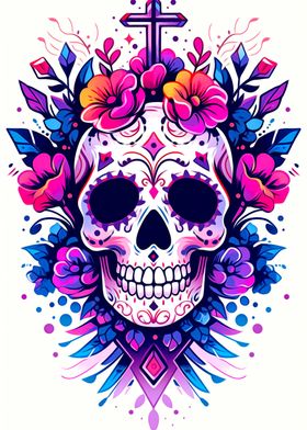 Skull and Flower