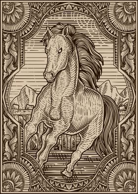 vintage horse engraving