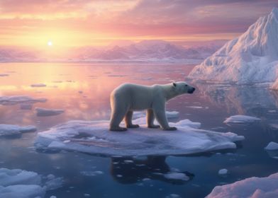 Animals Polar Bear Sunrise