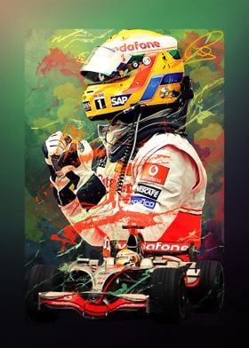Lewis Hamilton 2' Poster, picture, metal print, paint by Micho Abstract, Displate