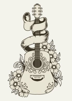 acoustic guitar flower